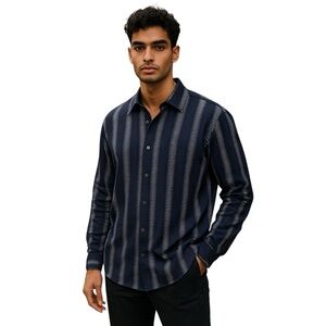 TED BAKER Mens Button Up Striped L/S Shirt Size 6 Large Cowboy Office